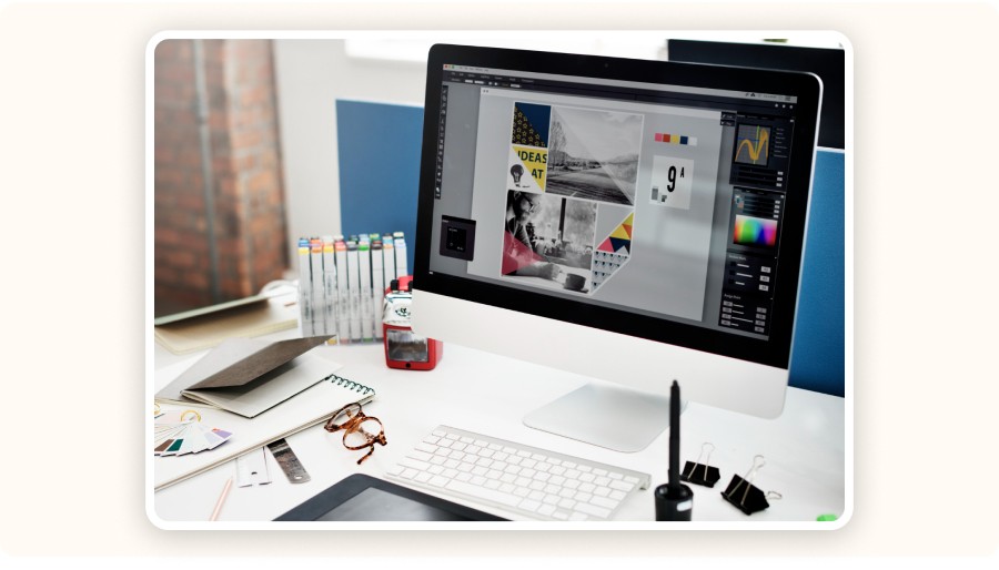 Computer showing video editing
