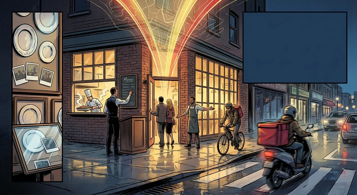 RockN' Socials digital marketing agency transforms a busy city street.