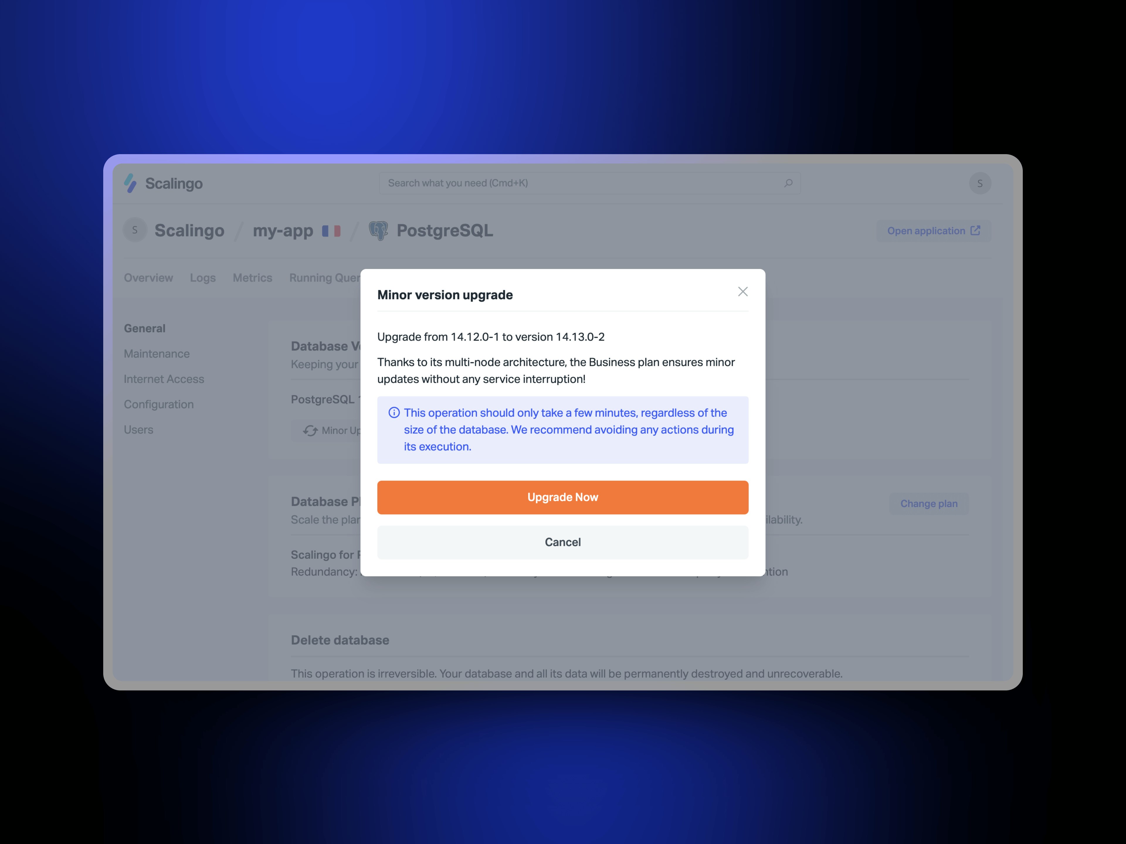 Overview of the upgrade system on the new dashboard