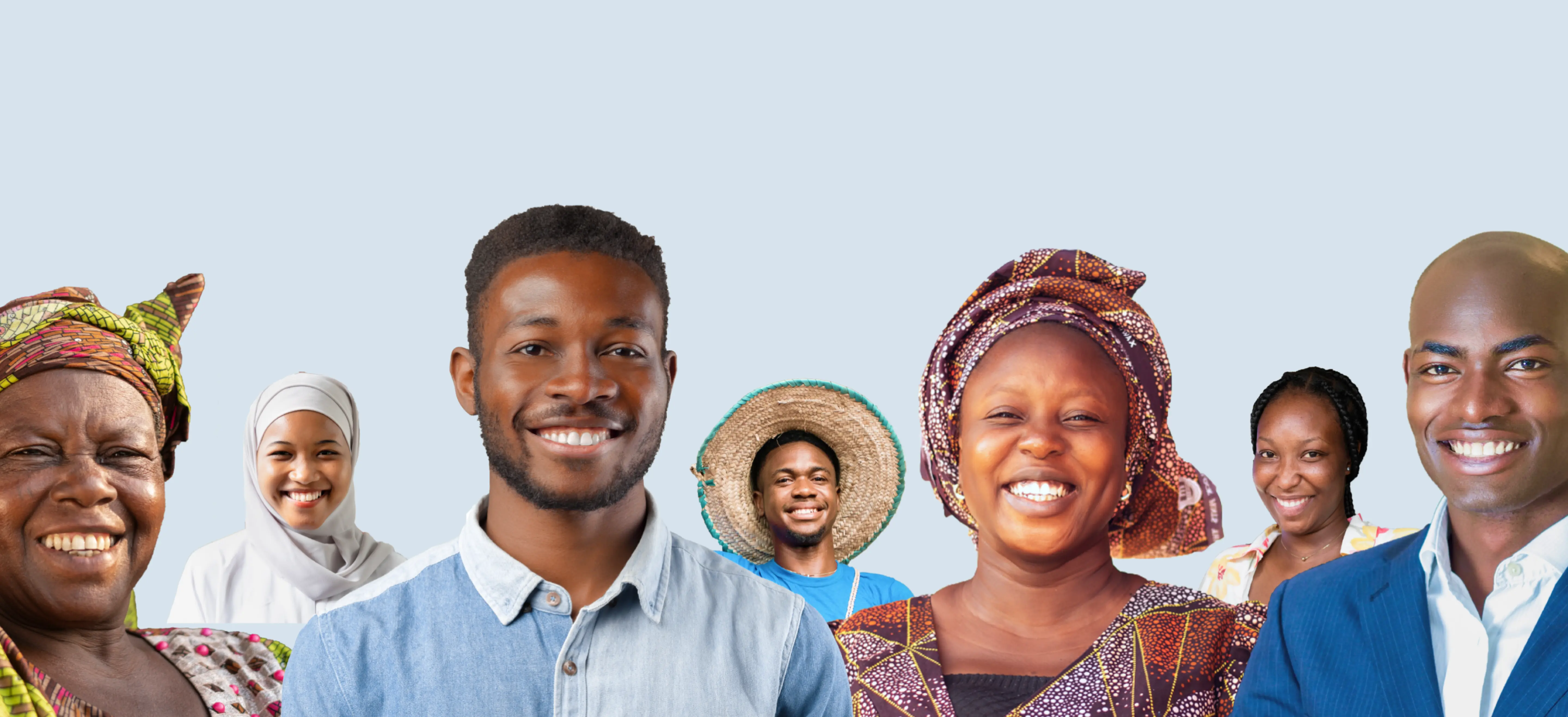 Image showing 4 female and 3 male Africans, all smiling and happy about their choice to use the YEP! app