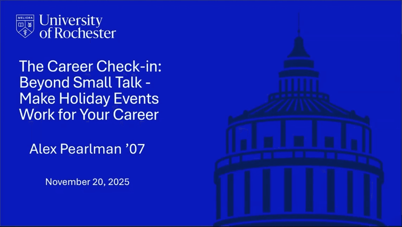 UR Career Check-in - Beyond Small Talk with Alex Pearmlan '07