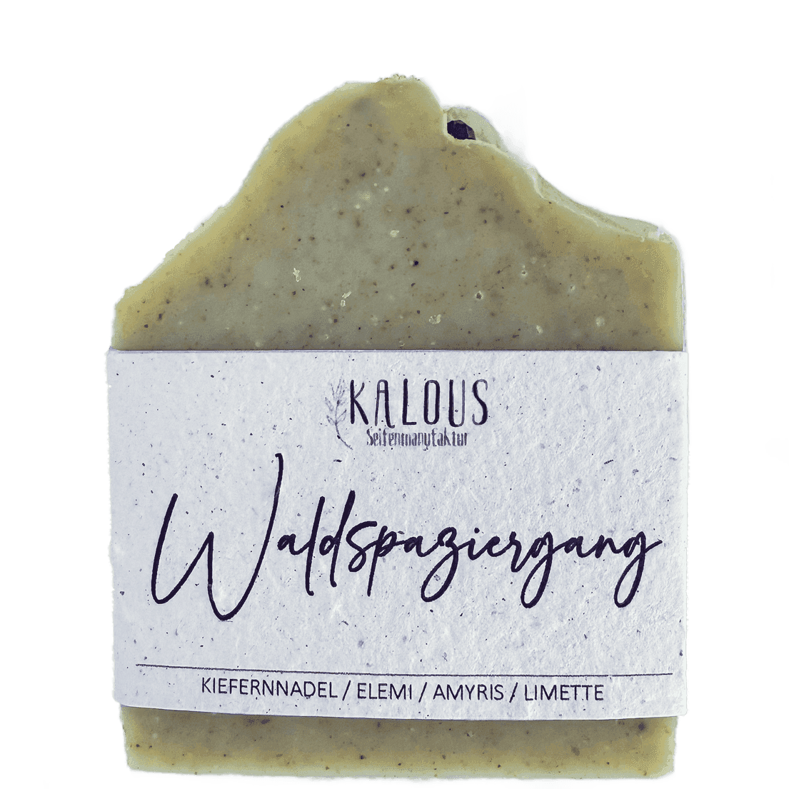 Waldinspirierte Naturseife „Waldspaziergang“ mit Kiefernnadel, Elemi, Amyris und Limette.