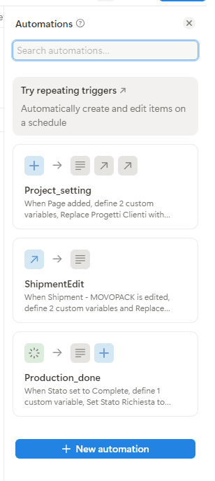 Automazioni database production