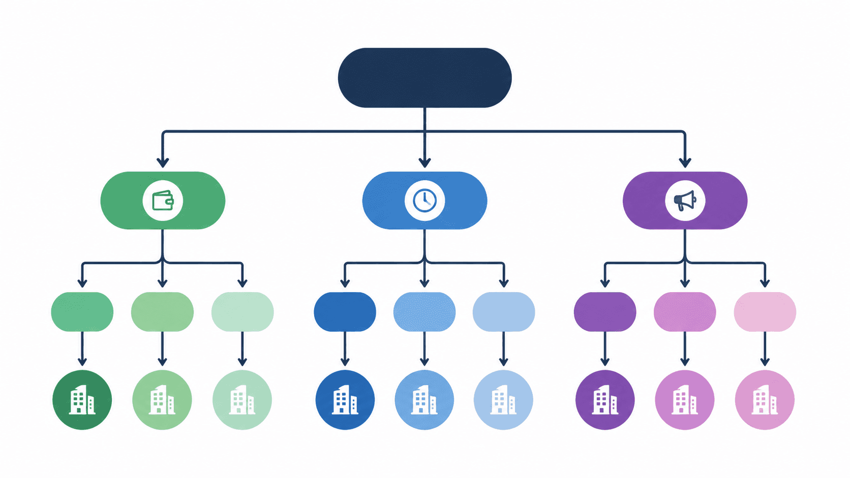 A flowchart showing a decision tree with branches for Budget, Timeline, and Prim