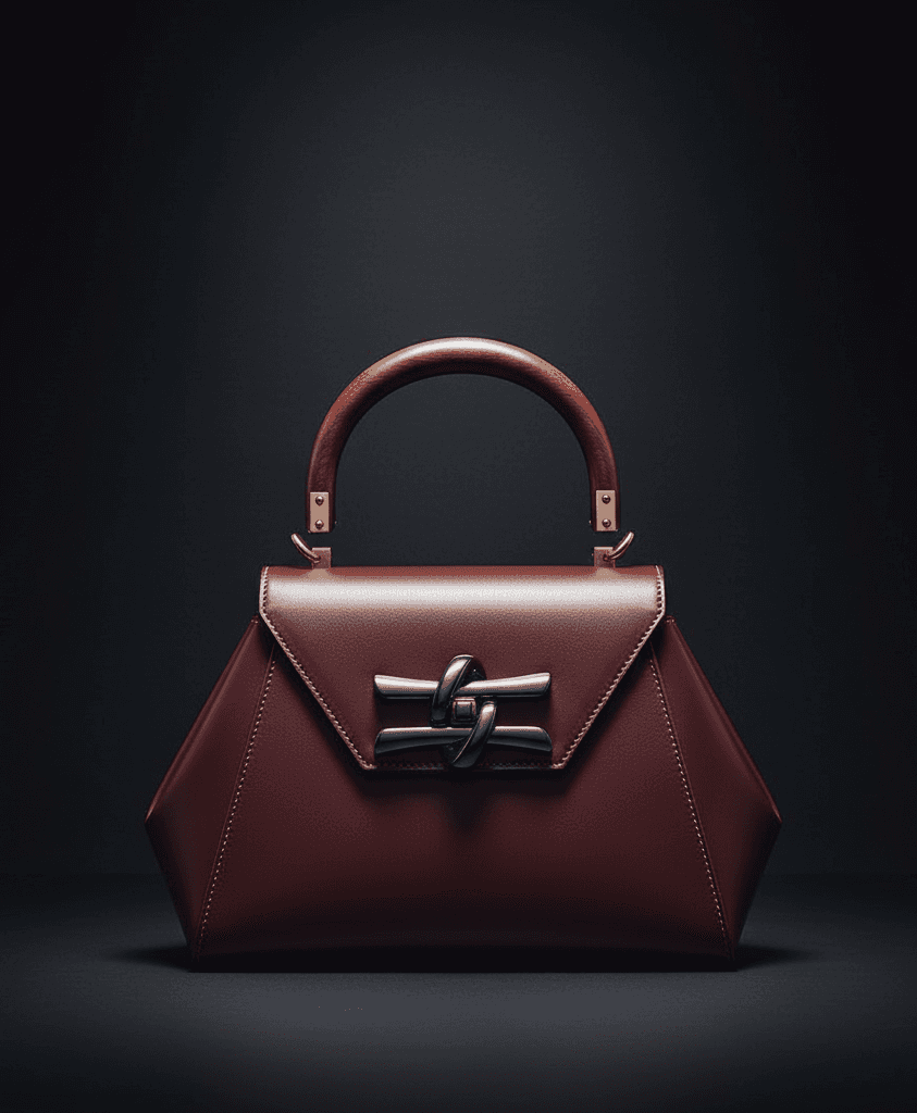 Maroon smooth calfskin handle purse