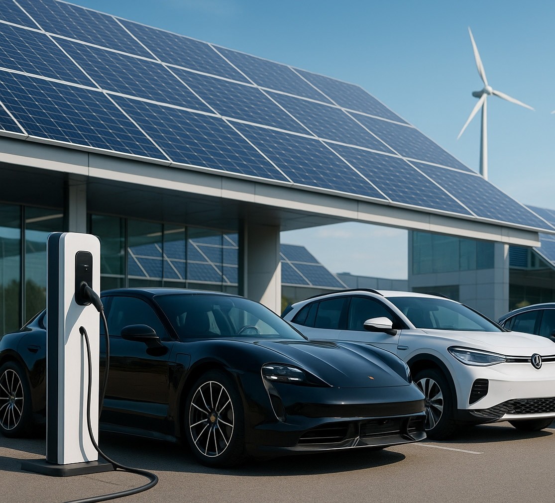 Electric super cars being charged from ev charger supplied by ev chargers made by nurun mobility