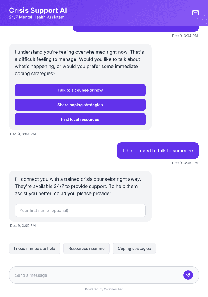 Crisis Hotline Support AI Chatbot Template