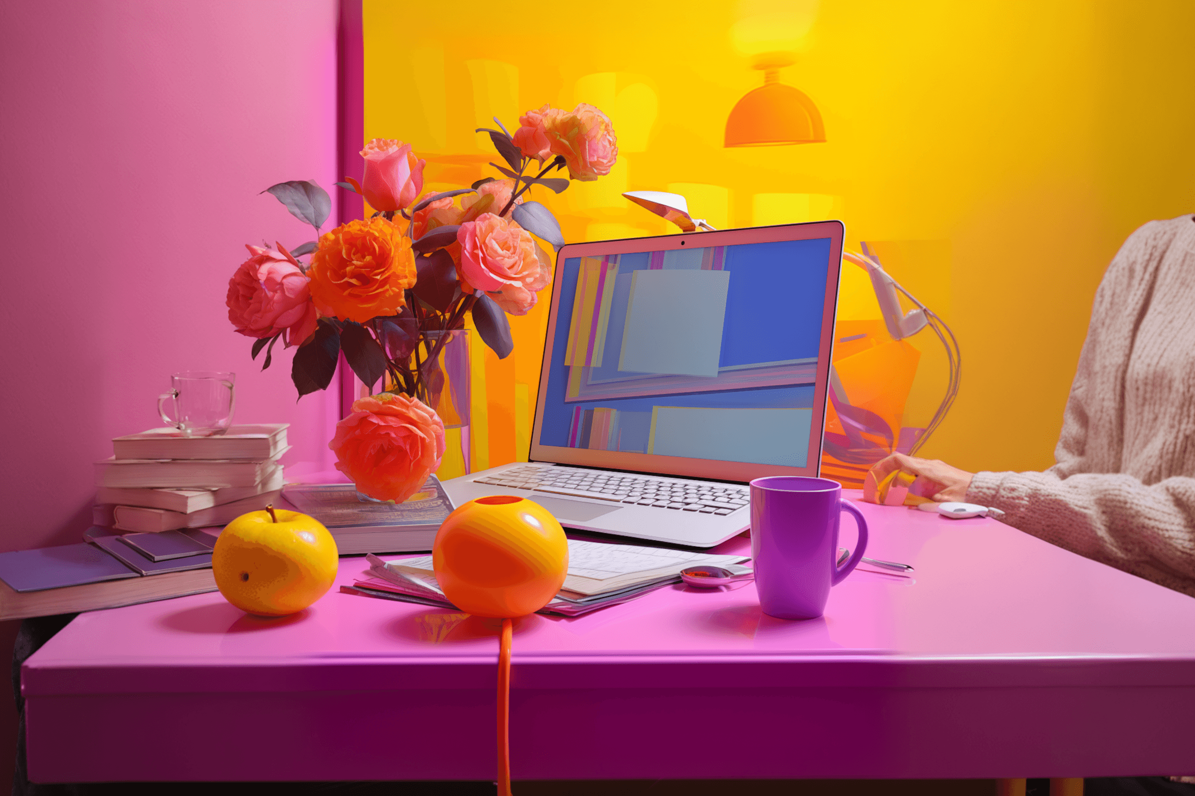 Creative workspace showing everyday tools and visual experimentation