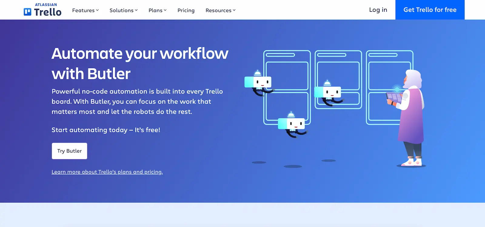 trello & butler homepage