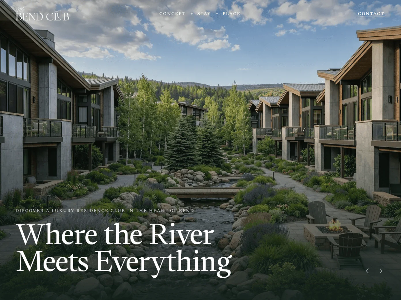 The Bend Club website design, sports example