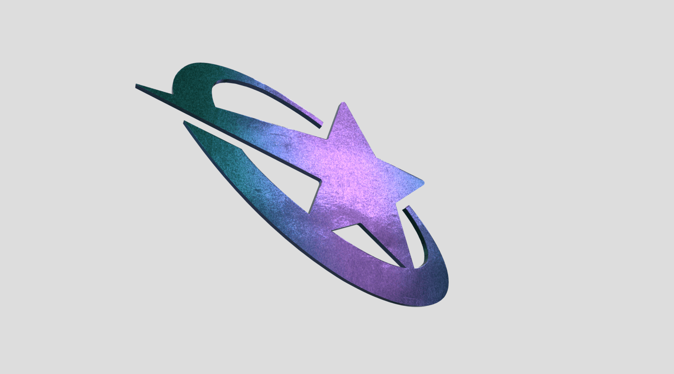 Nowoczesny sygnet 3d z fioletowym gradientem i ostrymi krawedziami przygotowany do identyfikacji wizualnej marki