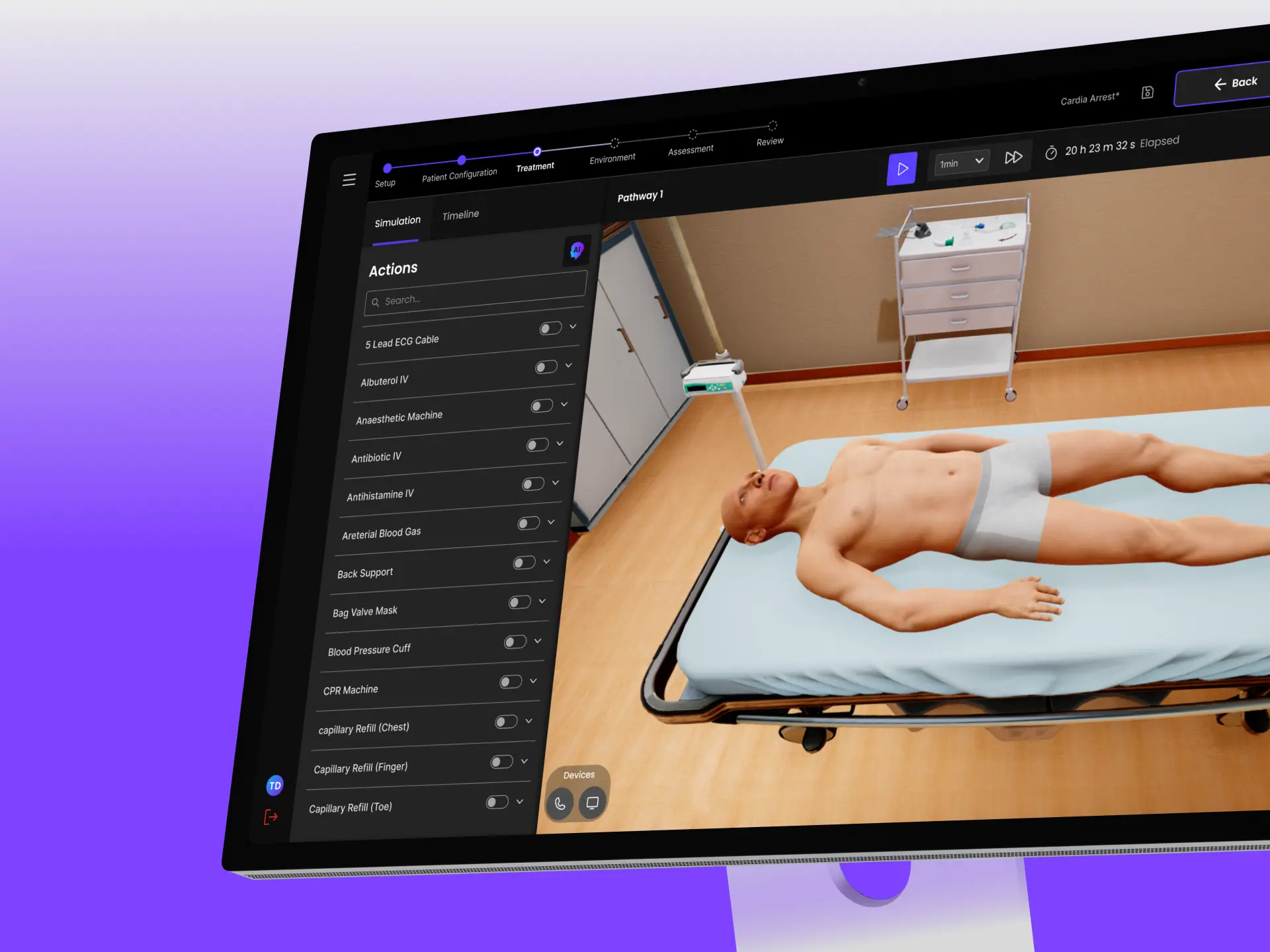 Monitor with simulation authoring app