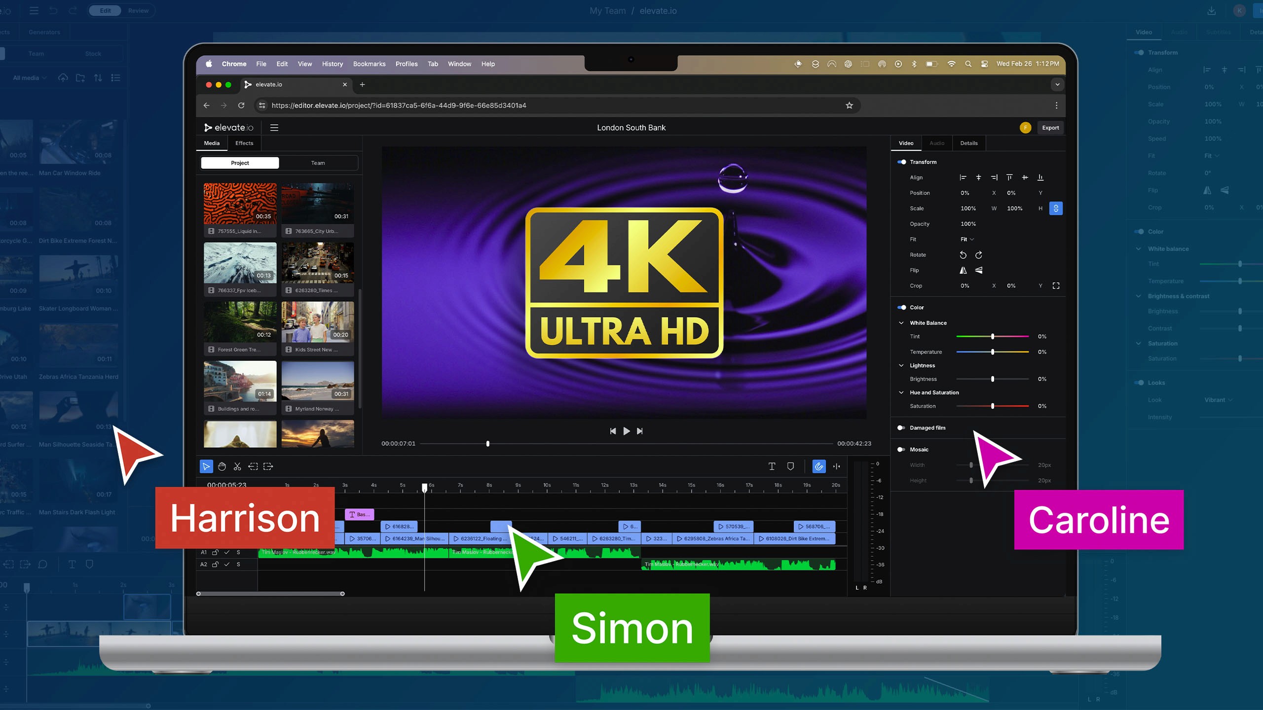 The export panel of elevate.io