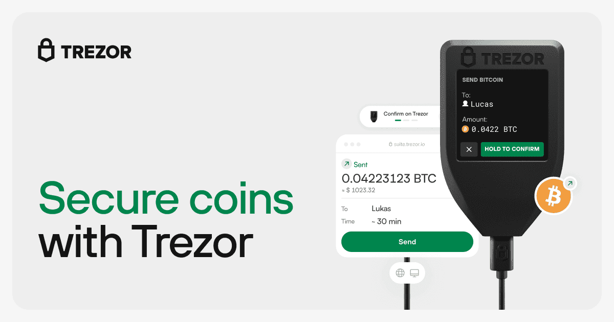 Trezor device and UI illustration