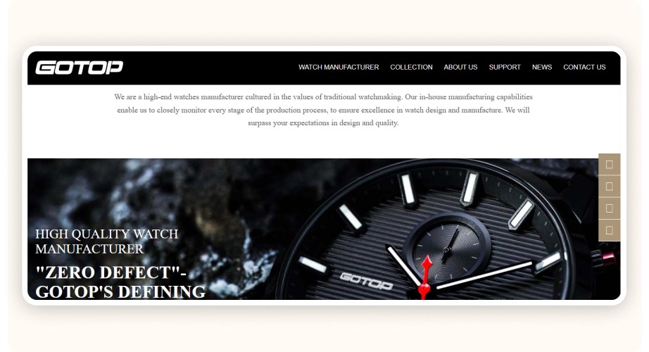 GoTop Watches homepage