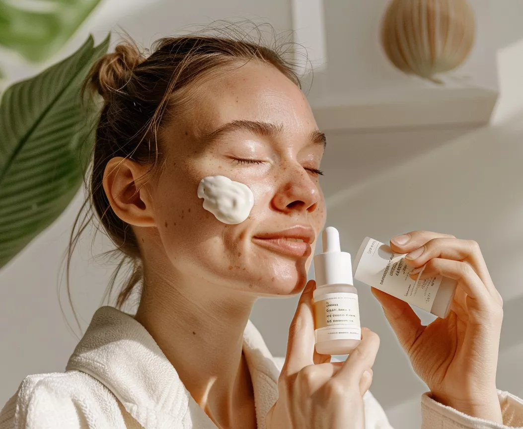 woman applying face cream