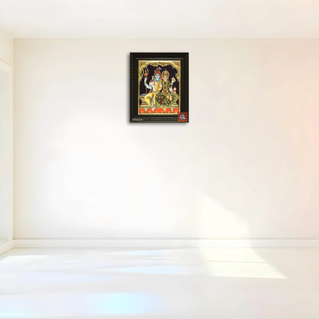 Shiva Parvati Tanjore painting