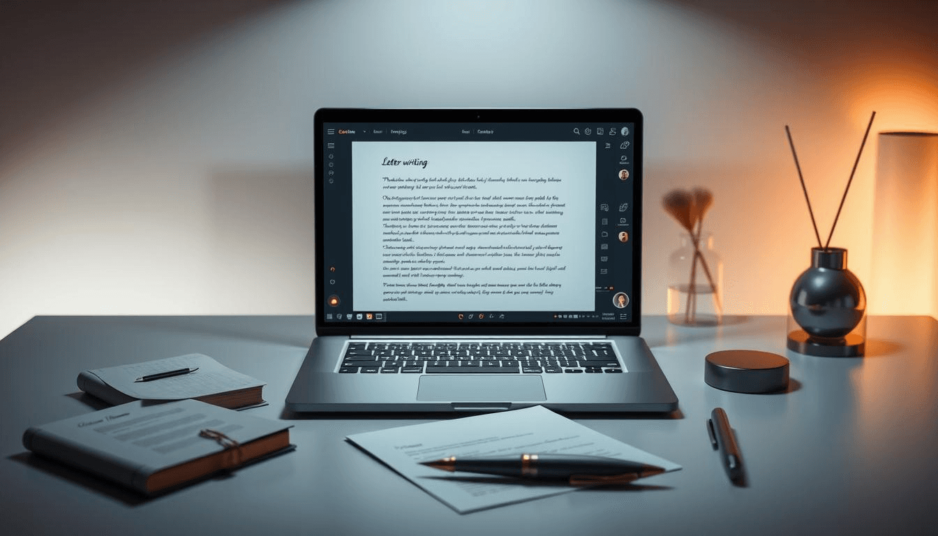 Laptop displaying letter writing document - Best AI for Report Writing