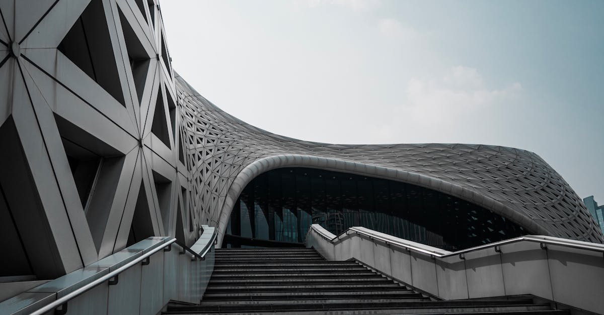 Striking modern architecture with geometric patterns and a dynamic facade.