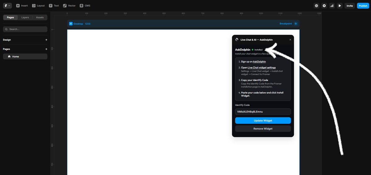 In the AskDolphin Plugin, the status will change to the Installed