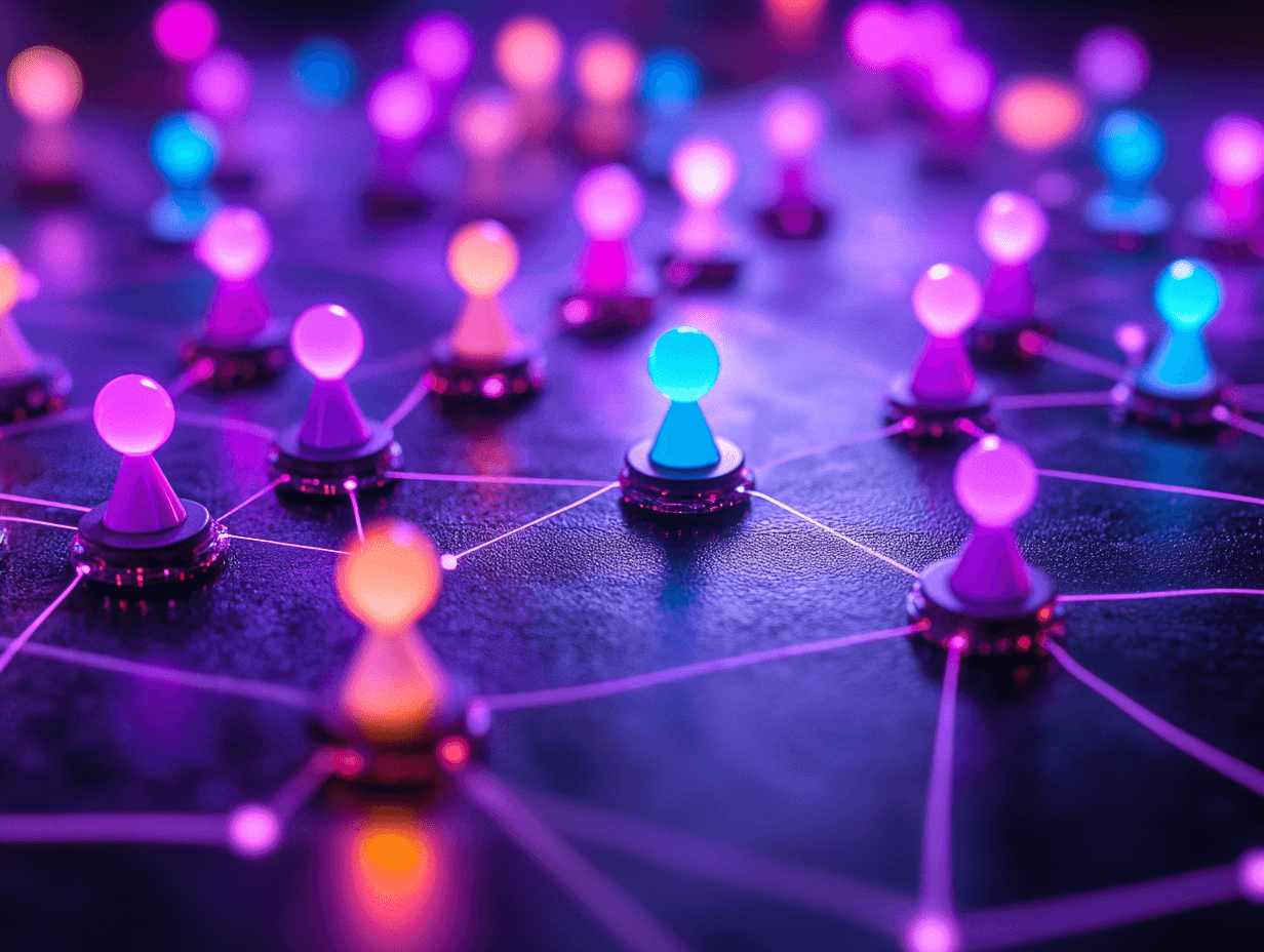 Spielfiguren auf einem Netz