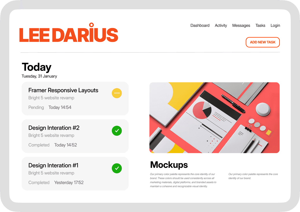 Design mockup of a dashboard