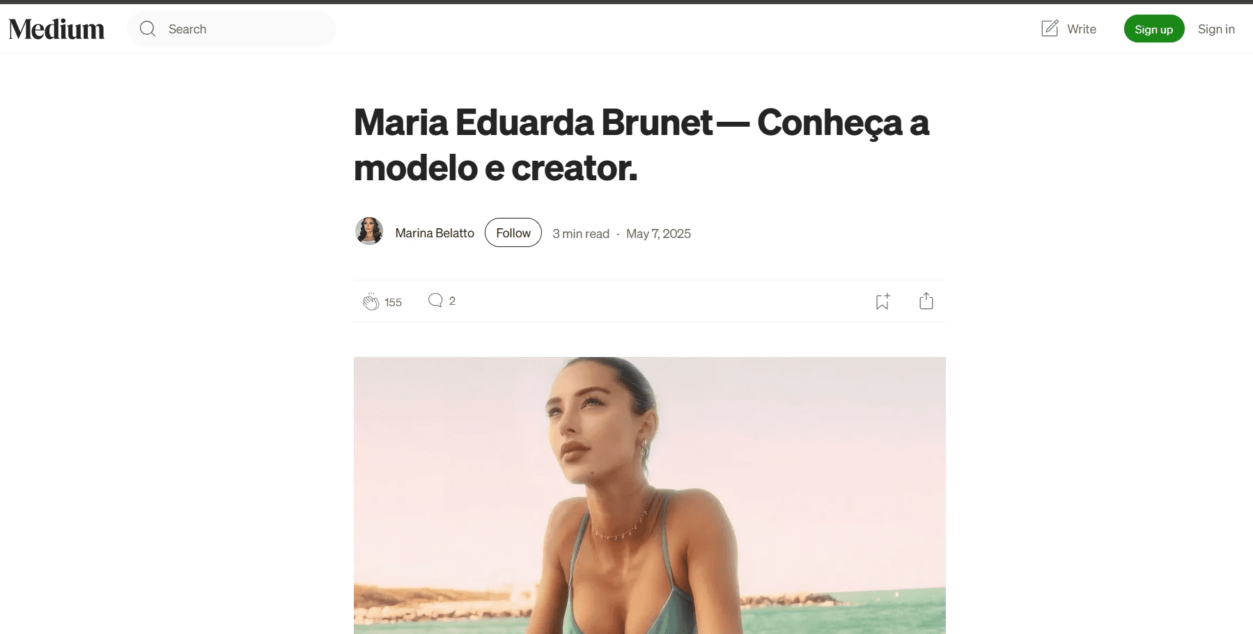 Materia na midia sobre Maria Eduarda Brunet