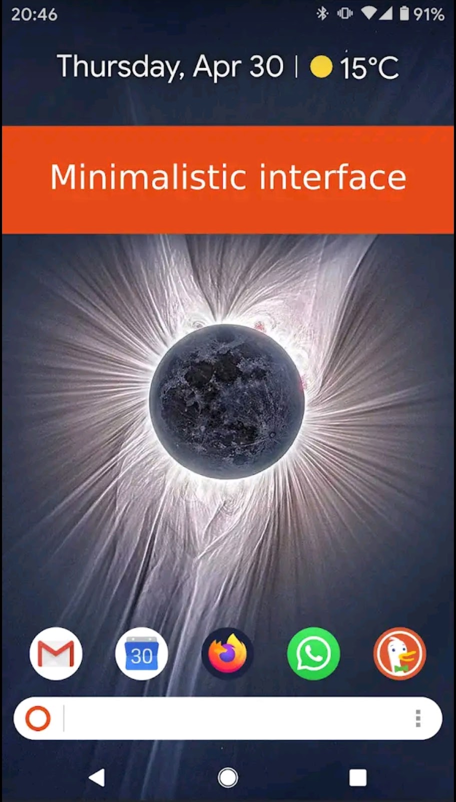 Kiss Launcher minimalistic interface with simple app icons