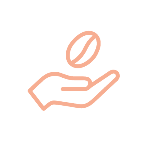 Icon einer Hand, die eine Kaffeebohne hält