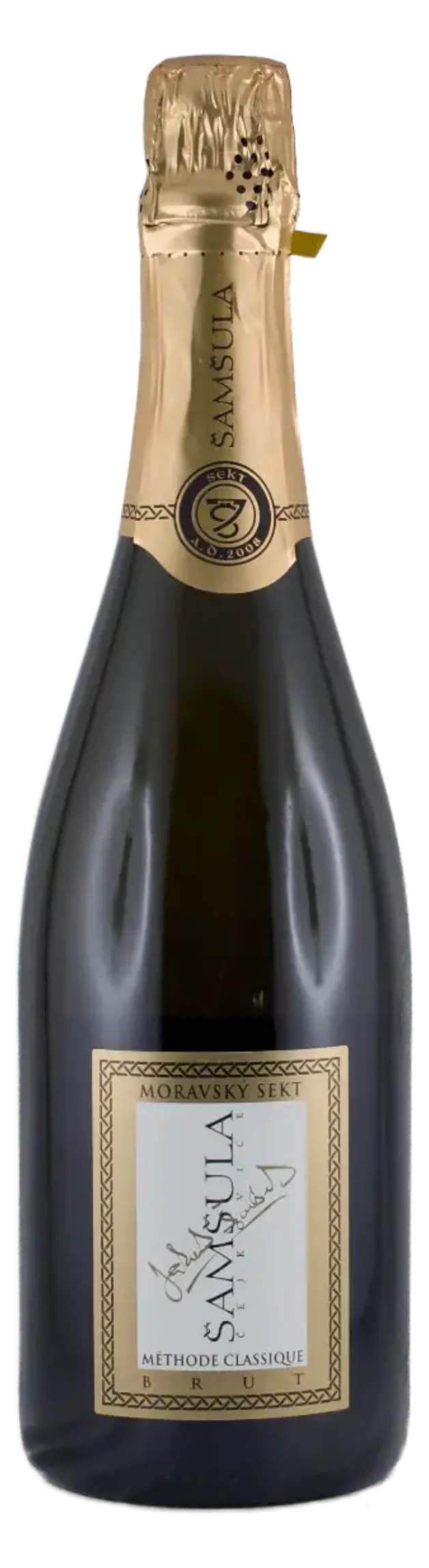 Moravský Sekt Šamšula brut, bosecco pod špuntem