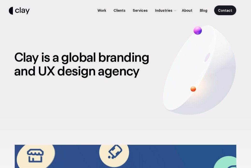 Clay homepage and website design work