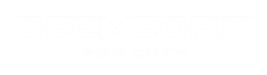 a white logo reading 'deemedfit for duty'