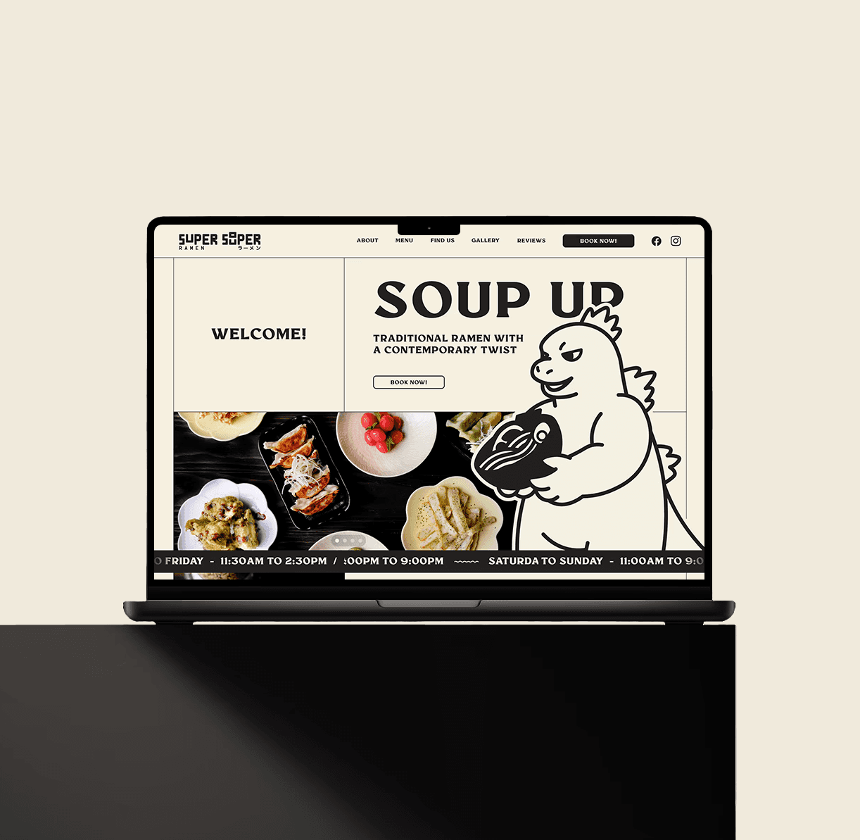 Framer website design shown on a laptop.