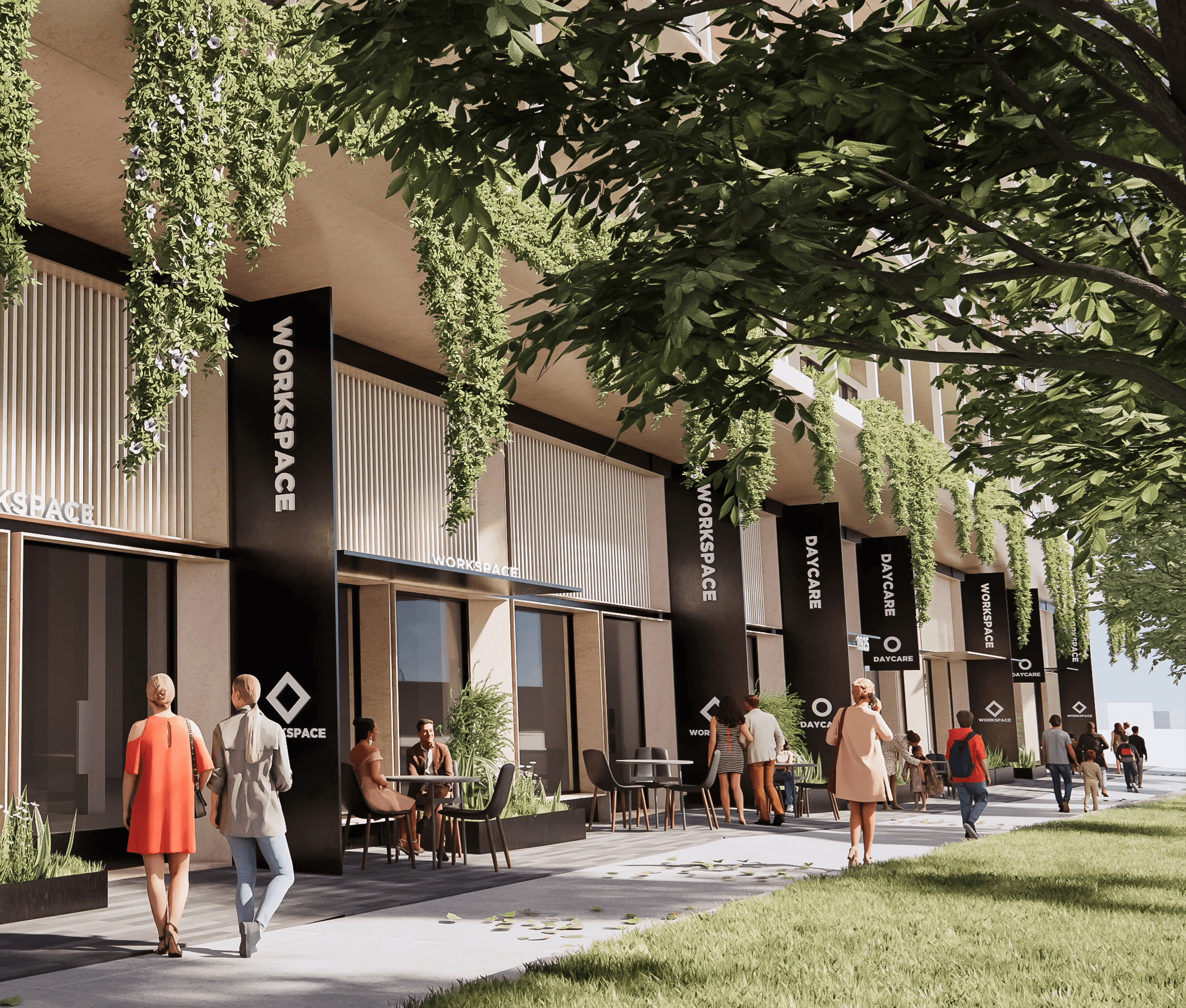 Render of a typical storefront condition.