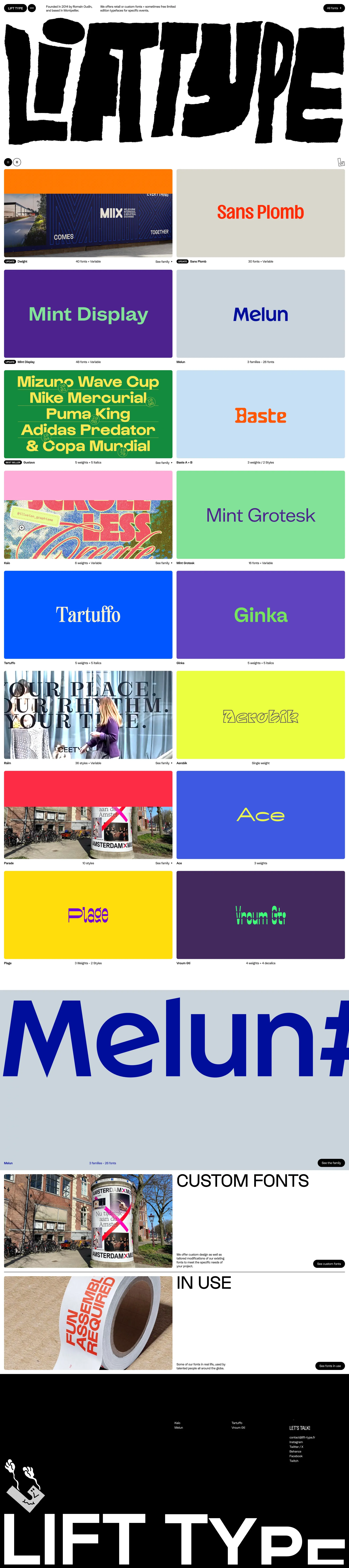 Lift Type portfolio page screenshot showcasing Design design