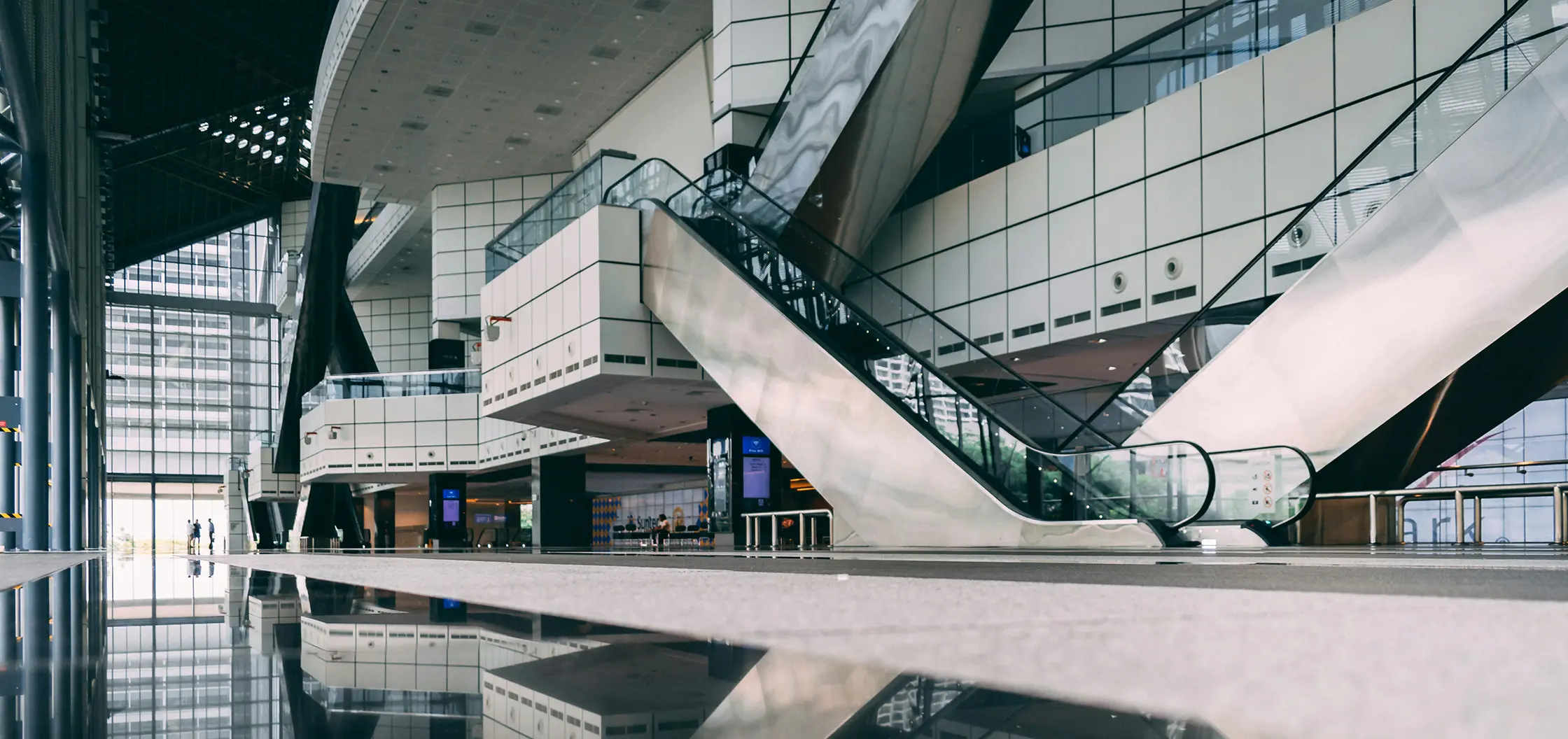 Wide interior of business complex