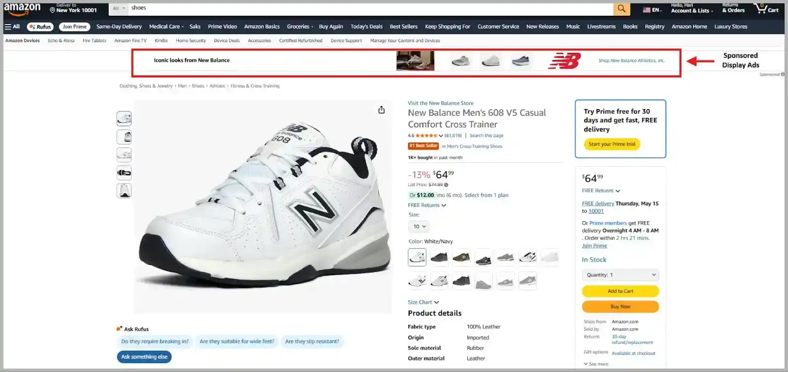 Example of Amazon Sponsored Display retargeting ad placement @@ Example of Amazon Sponsored Display retargeting ad placement