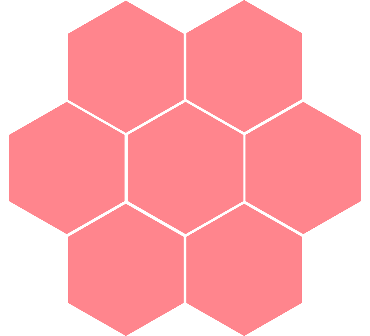 Pink hexagon grid in honeycomb pattern