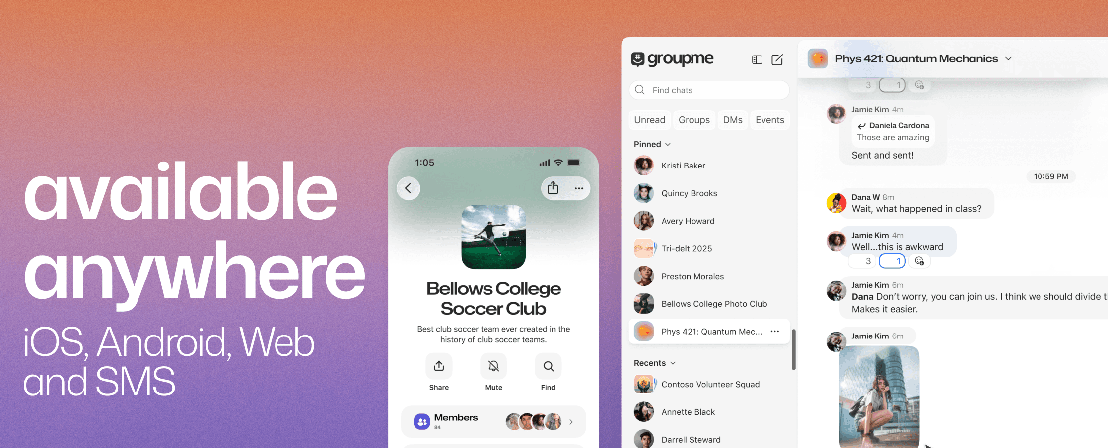 Looking for a discord alternative that's easy to switch to? GroupMe is free, works on iOS, Android, web, and SMS. Bring your whole community in seconds.