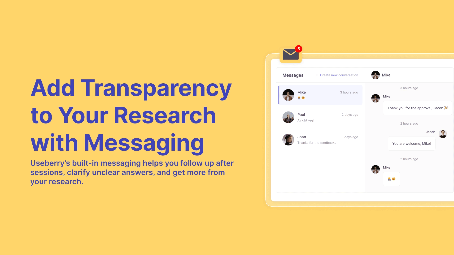 Highlighting the messaging aspect user research testing