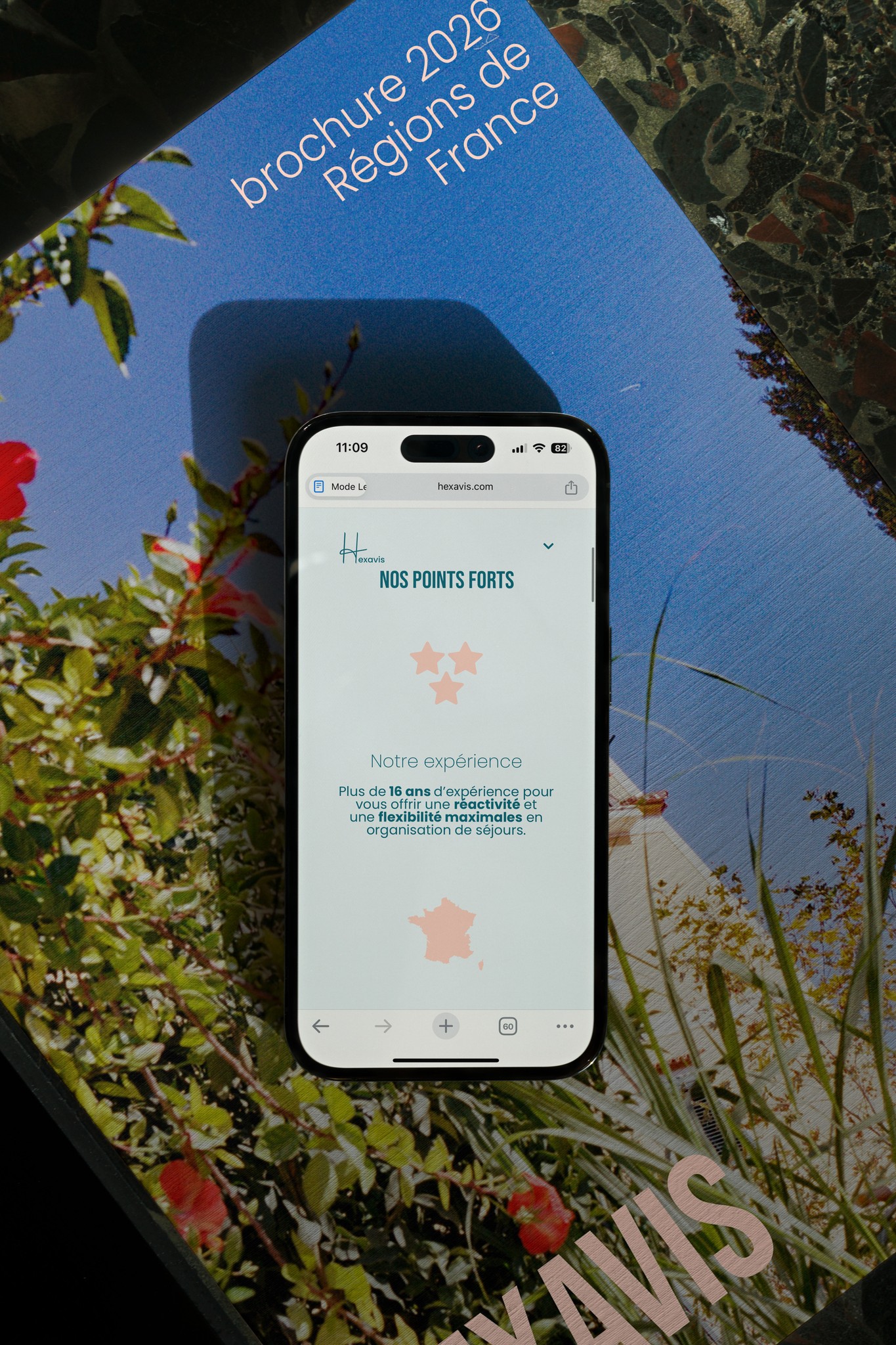 Design de la section points forts pour Hexavis : optimisation de la réassurance client via une mise en page mobile ergonomique et structurée.