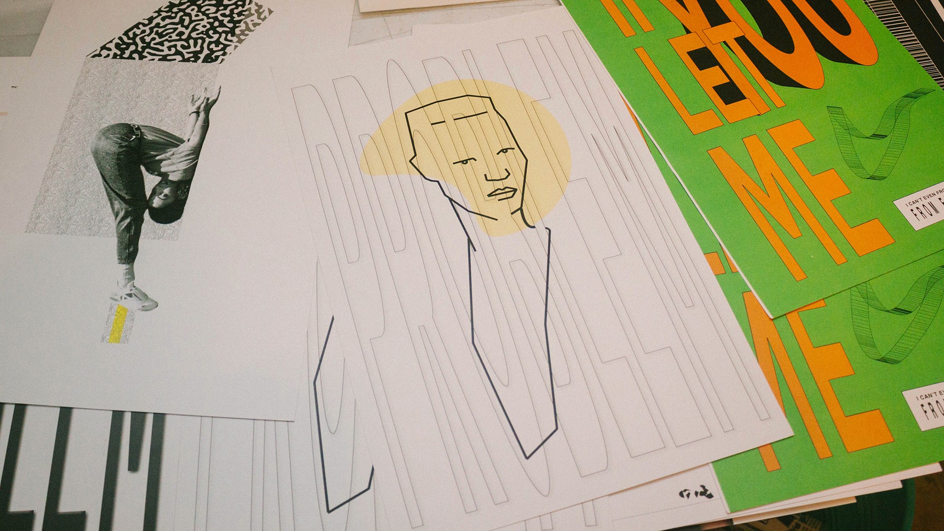 poster layout shot on a table