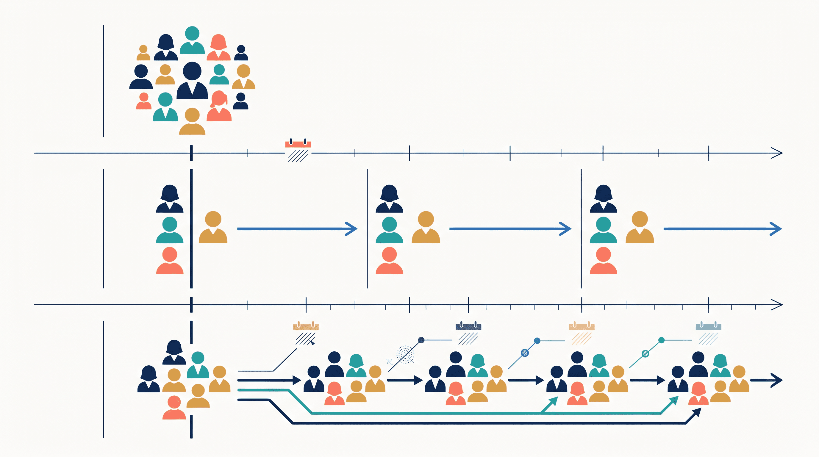 Cross-sectional, panel, and cohort study timelines
