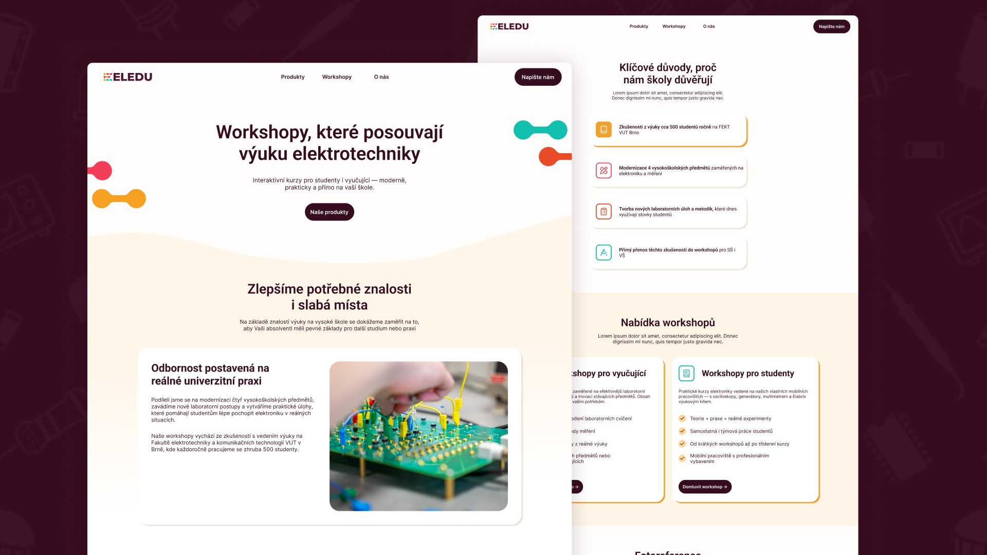Screenshot designu webu Eledu