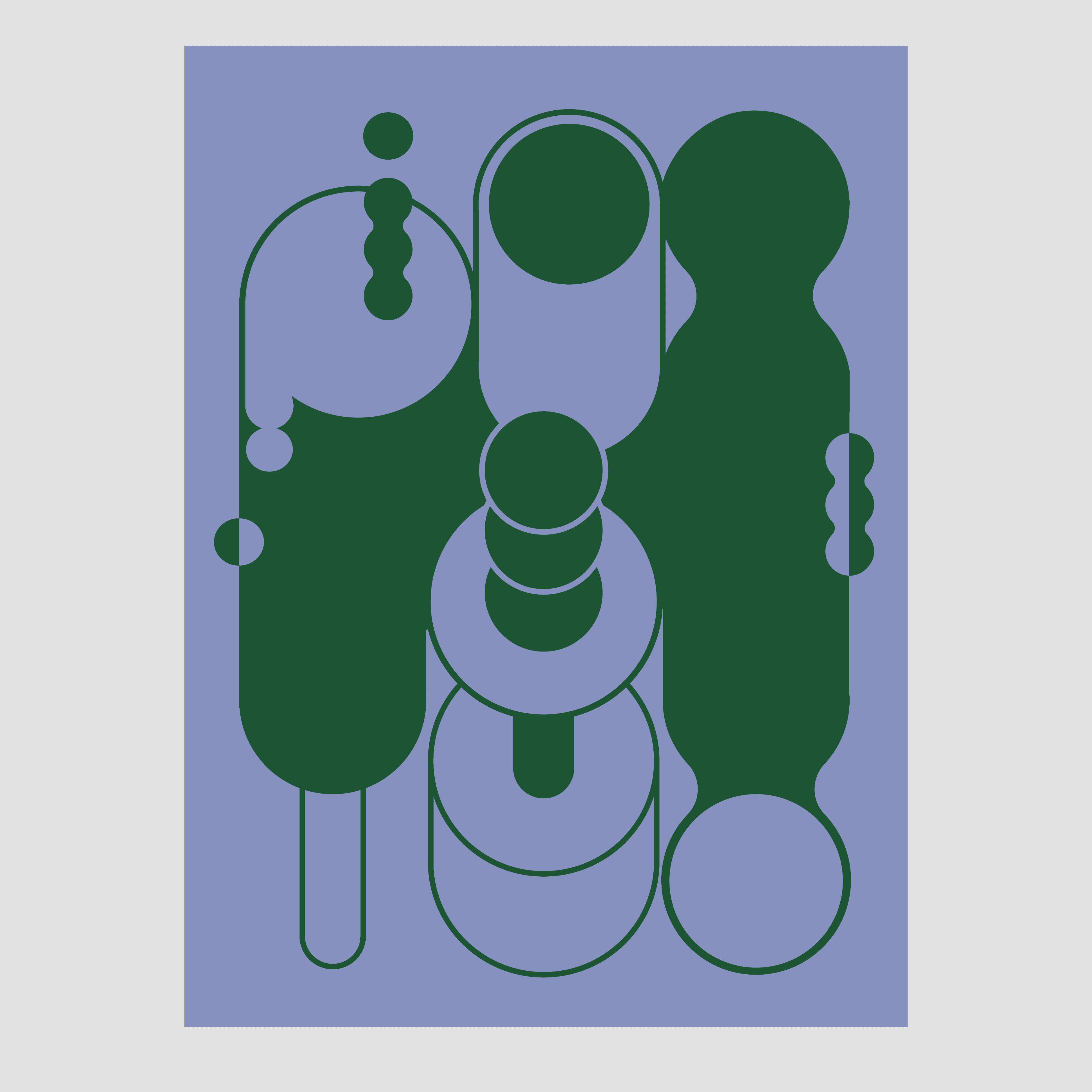 Graphic pattern design for MY TONE in lavender blue and dark green.