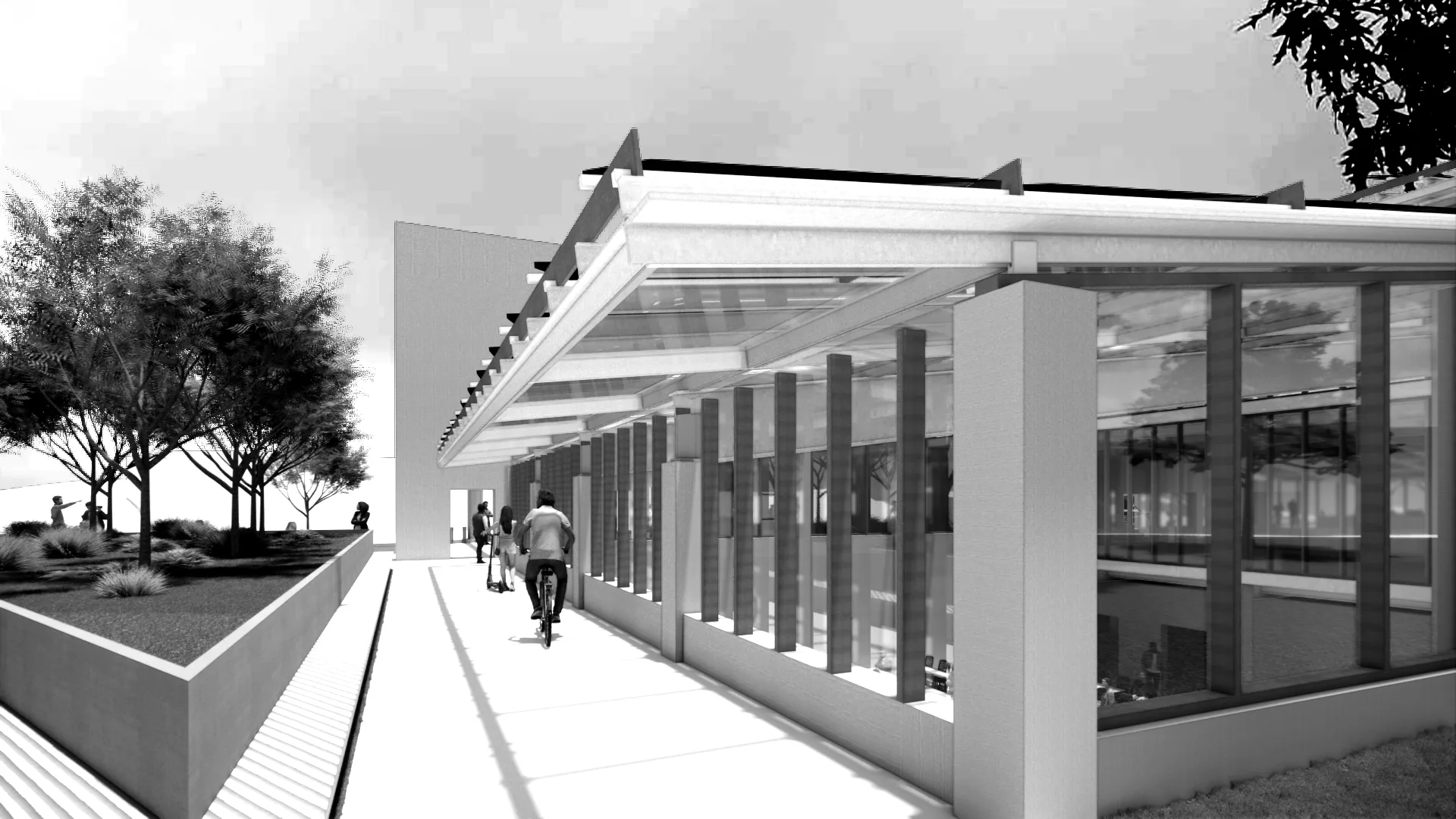 Research Center — monumental walls organizing a SCAD arts building in Midtown Atlanta