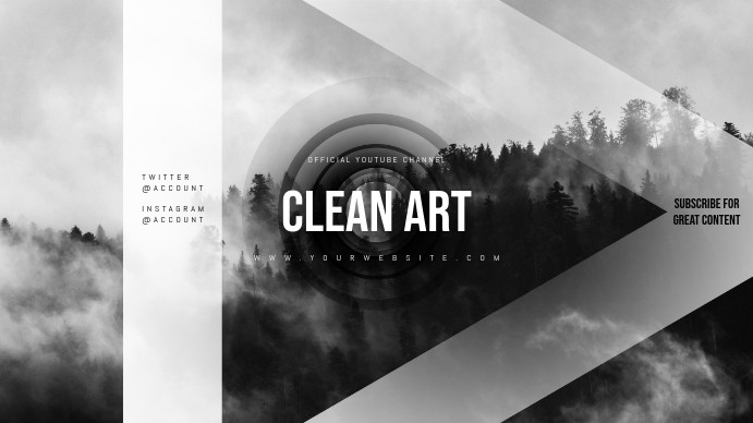 clean youtube channel art banner design template screen