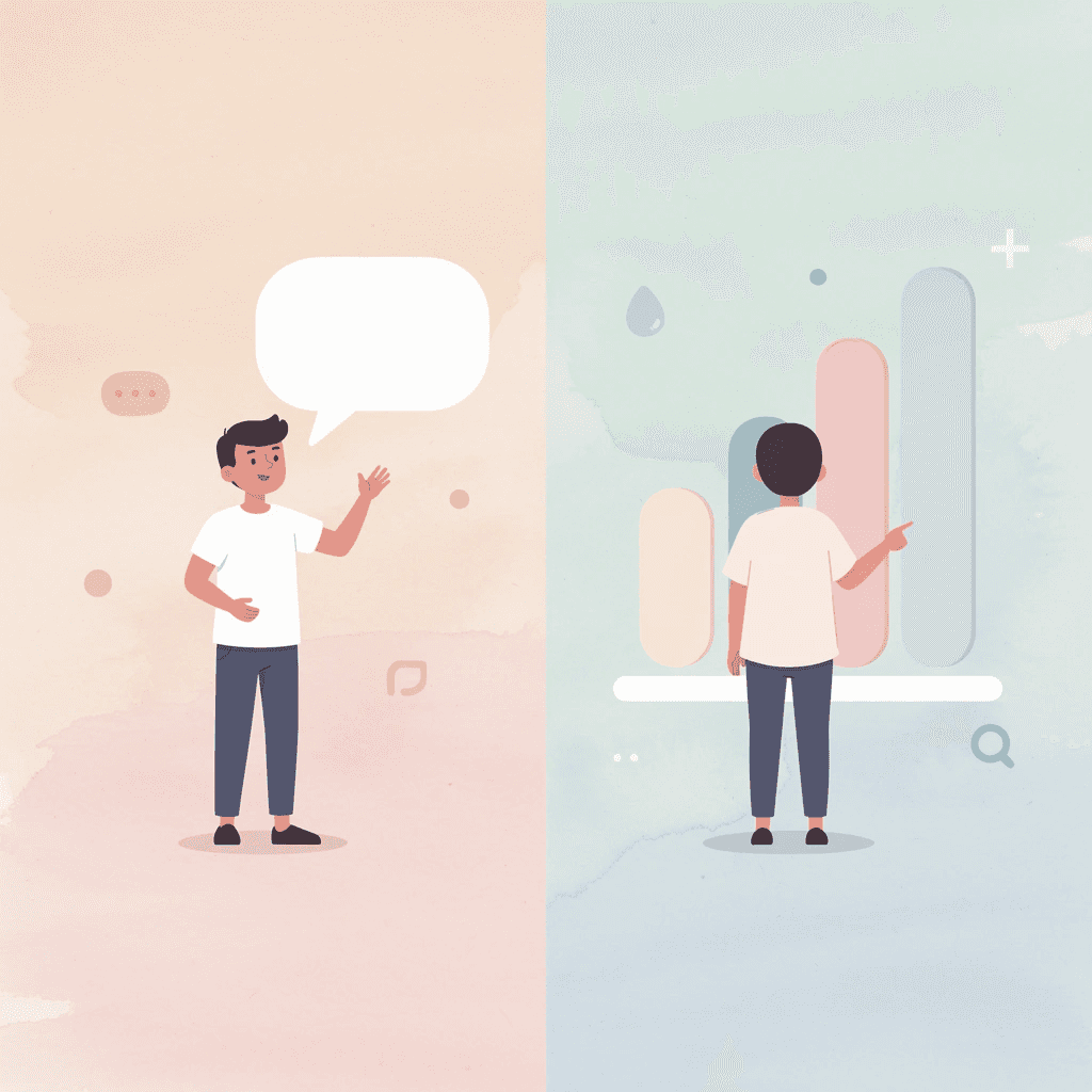 Split scene illustration comparing Arabic and Farsi writing systems