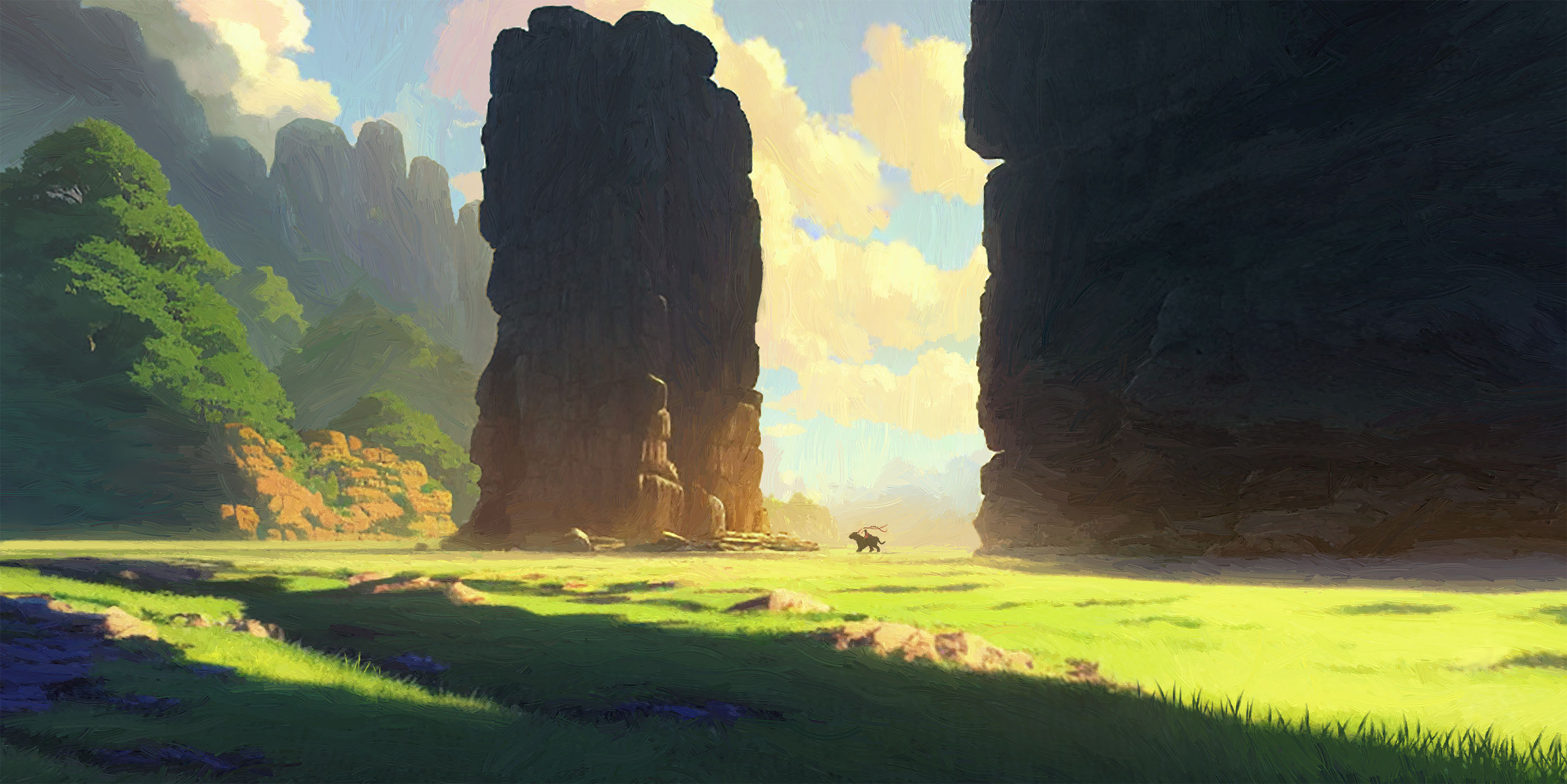 Tigris & Michis world-building – environment concept exploring elemental forces and sacred creatures