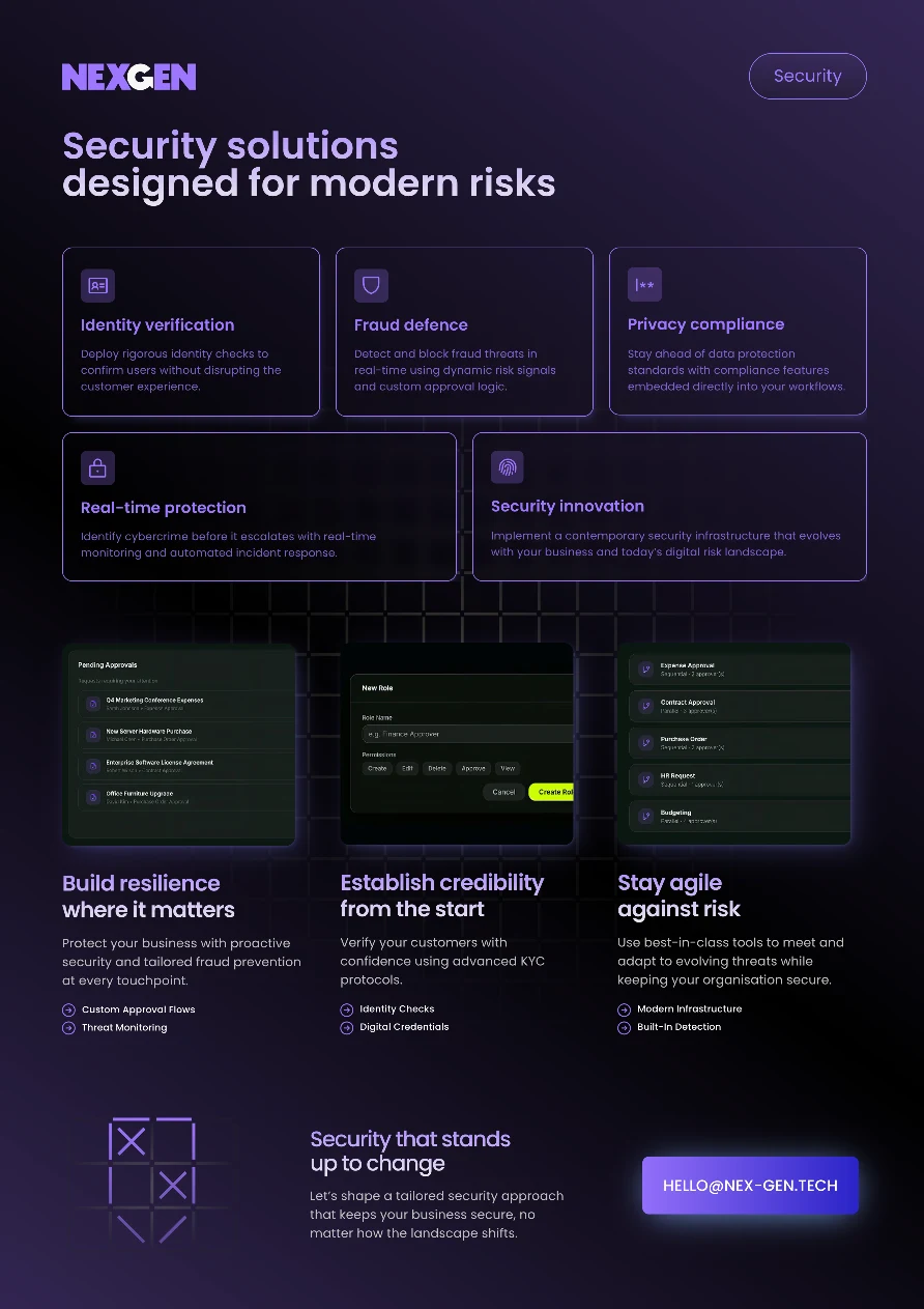 Image of a brochure describing NexGen's Security solutions